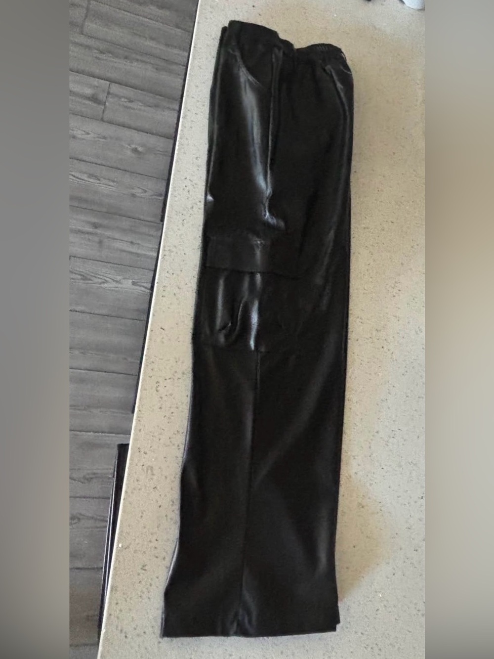 Steve Madden Black Faux Leather Cargo Pants